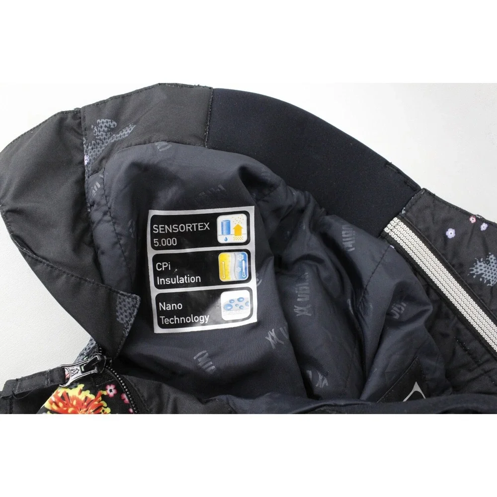 Volkl Ski Snowboard Pants Youth Size 10 Black‎ with Bright Floral Pattern